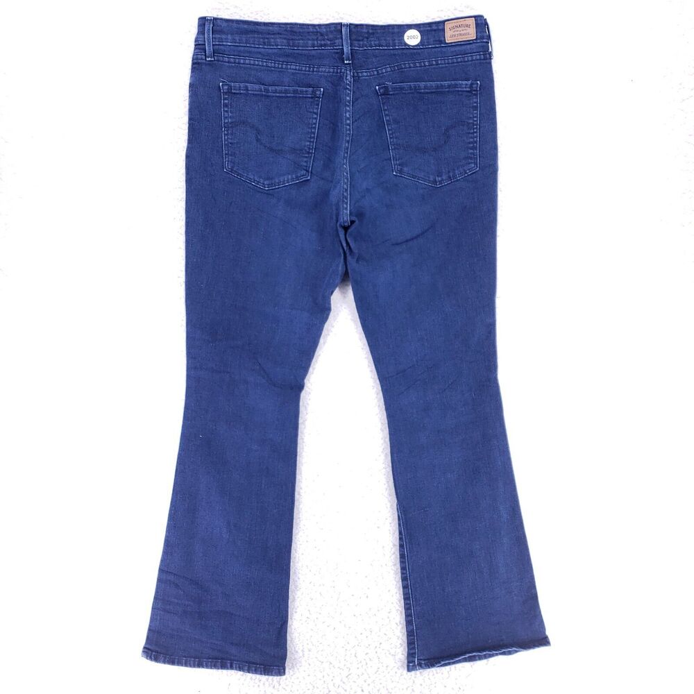 Levis Signature Jean Denim Cotton Women SZ 14 Blue Straight Stretch VTG Mid Rise - Picture 5 of 14